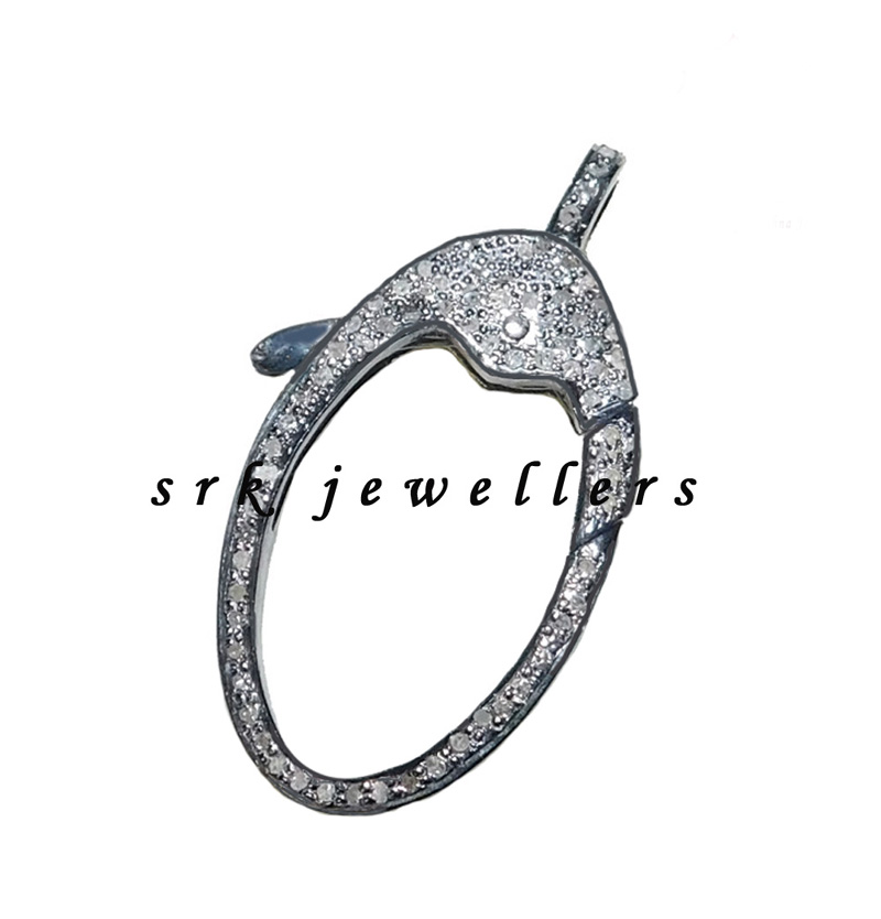 Oval Shaped Natural Pave Diamond Clasp/Lobster