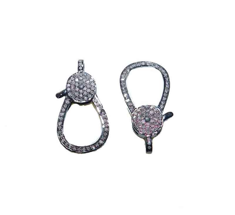 Round Shaped Natural Pave Diamond Clasp/Lock/Lobster