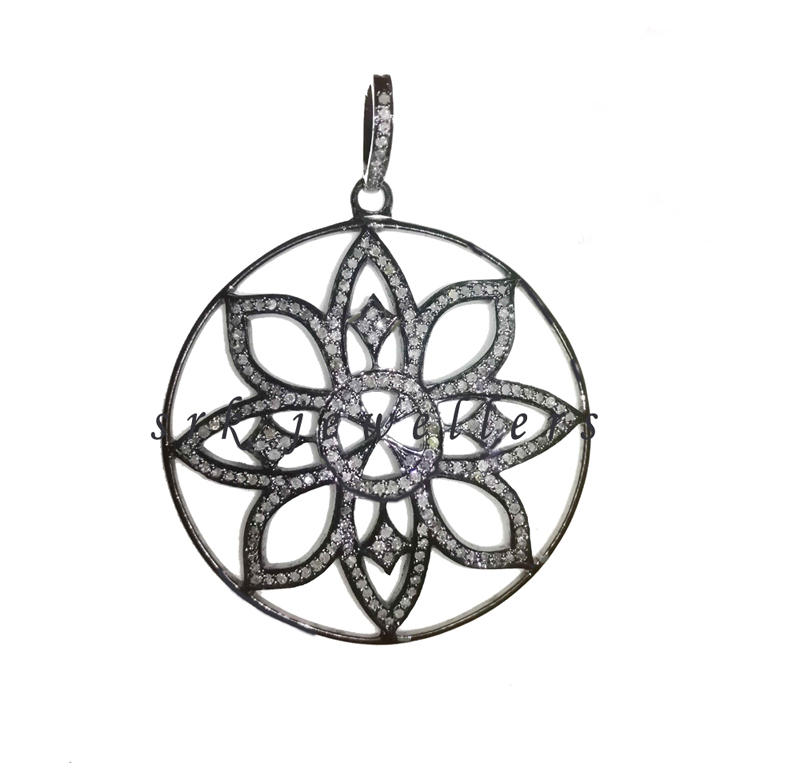 Pave Diamond Handmade Designer Flower Style Pendent