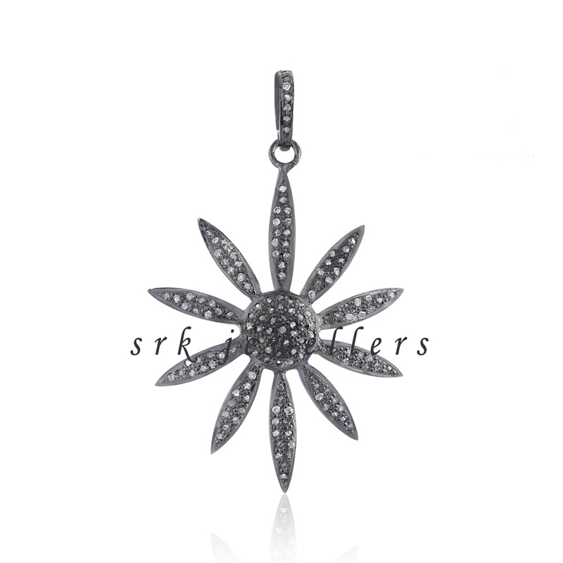 Pave Diamond Handmade Designer Flower Style Pendent