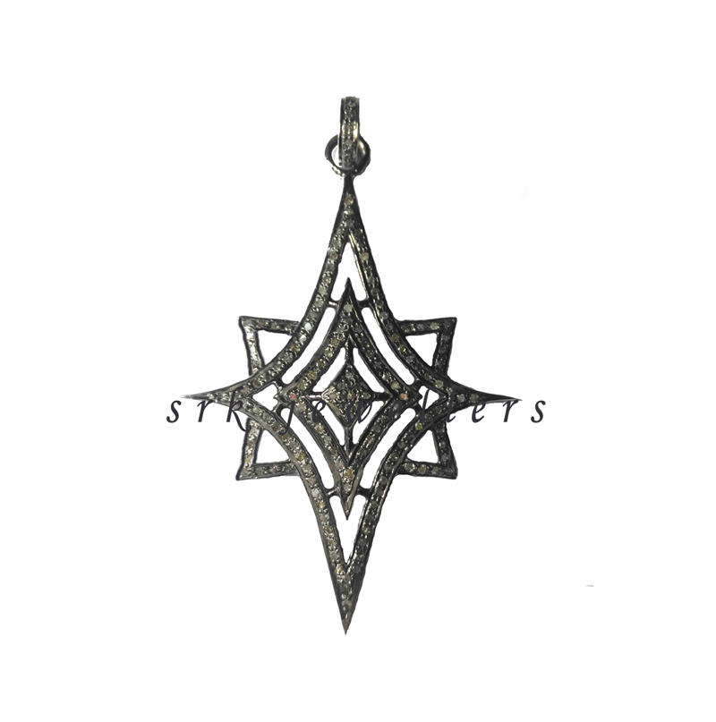 Fancy Pave Diamond Handmade Designer Star Pendent