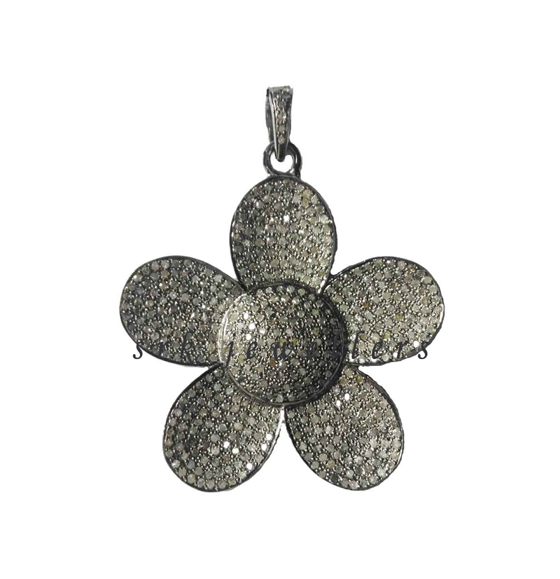 Pave Diamond Handmade Designer Flower Style Pendent