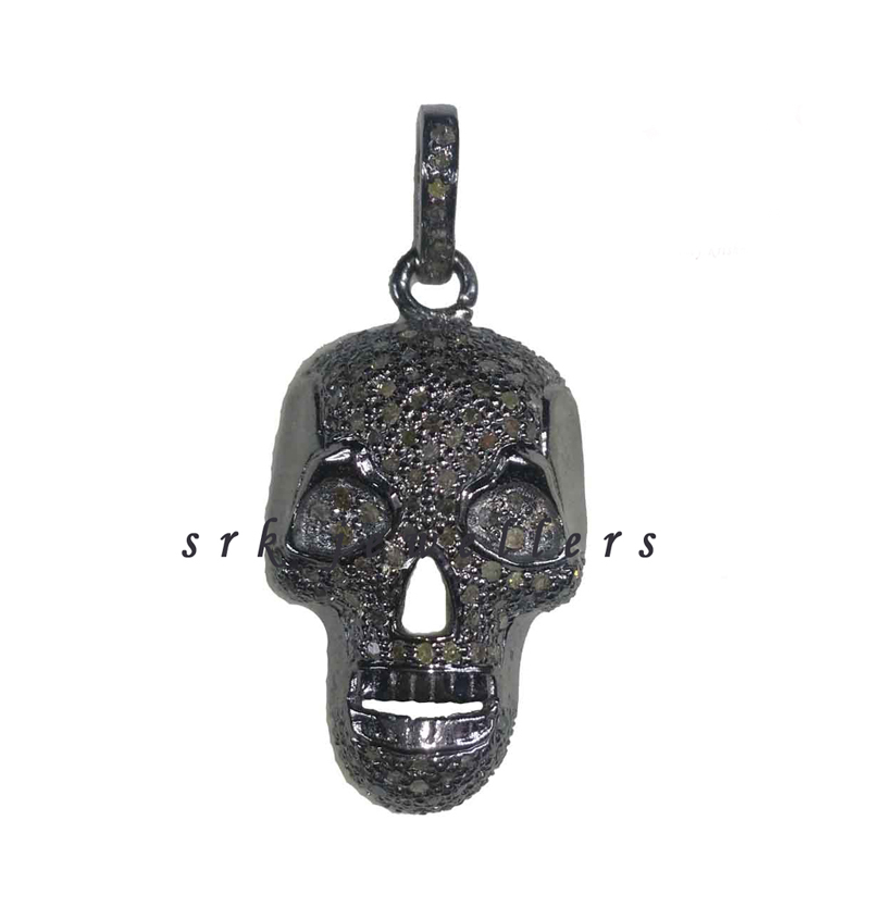 Pave Diamond Handmade Skull  Pendent