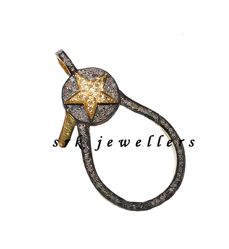 Yellow Polish Star Designer Pave Diamond Clasp/Lobster