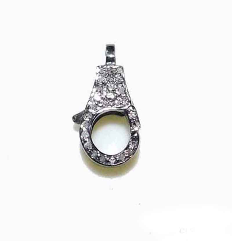 925 Sterling Silver Natural Pave Diamond Handmade Small Clasp