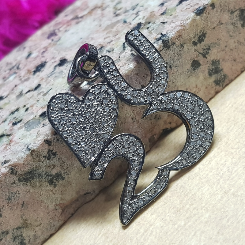 Pave Diamond Handmade Designer Love Style Pendant