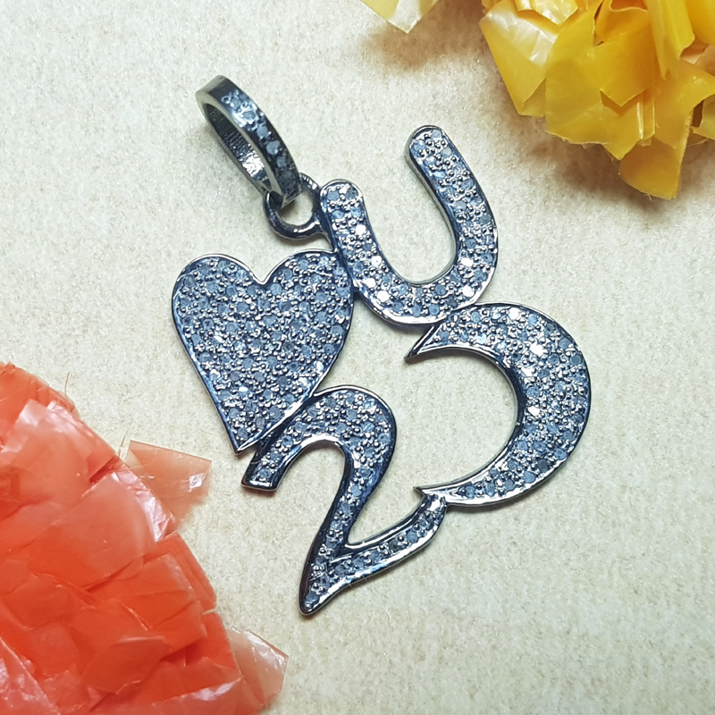 Pave Diamond Handmade Designer Love Style Pendant