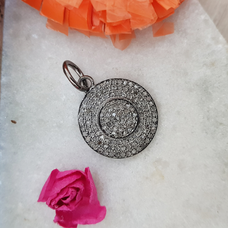 Unique Fancy Designer Round Shape Pendant With Pave Diamond