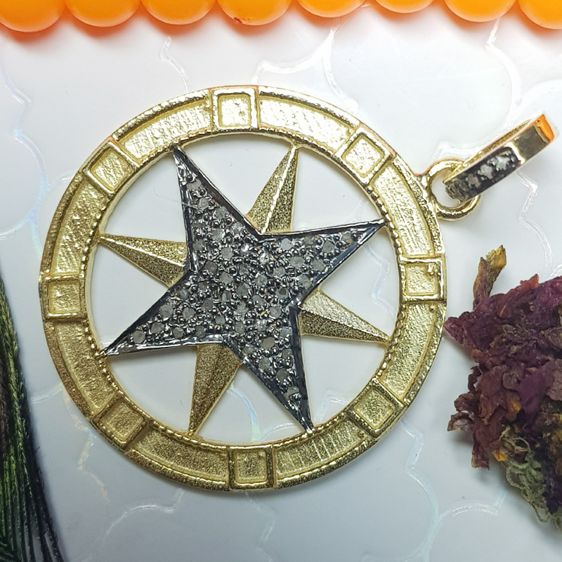 Round 925 Sterling Silver Starburst Pendant