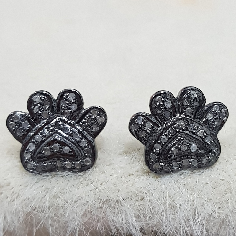 Pave Diamond Elegant Lion Paw Stud/Earrings