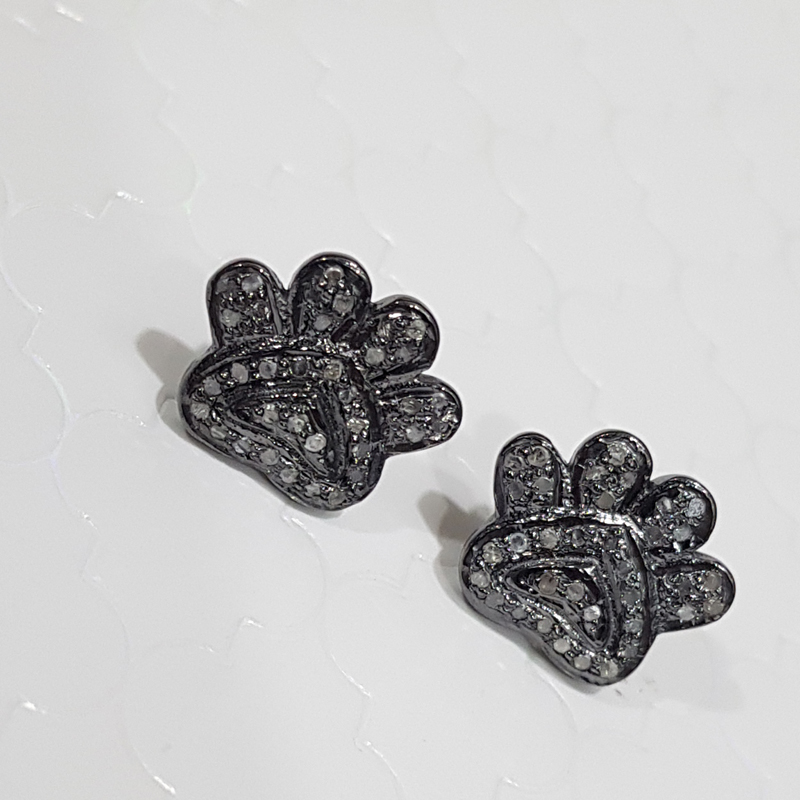 Pave Diamond Elegant Lion Paw Stud/Earrings