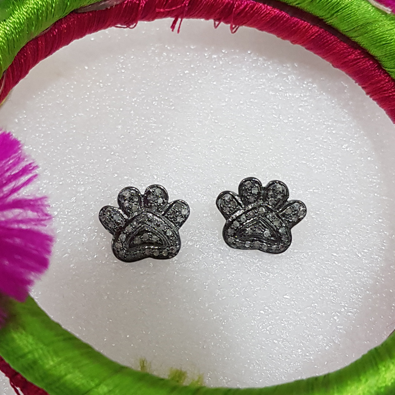 Pave Diamond Elegant Lion Paw Stud/Earrings