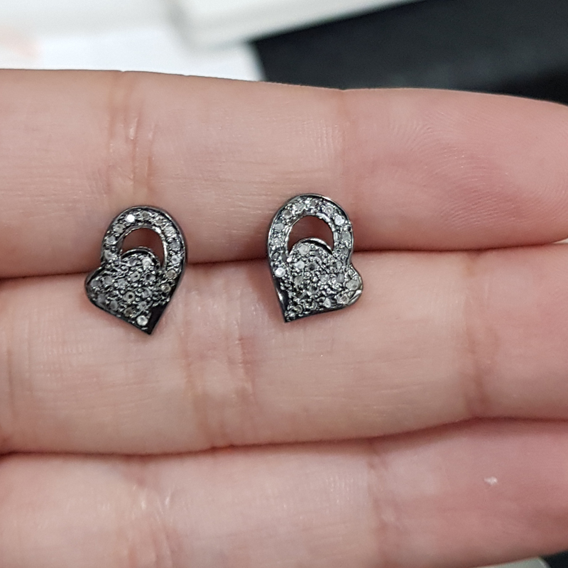 Fancy Designer Pave Diamond Heart Stud