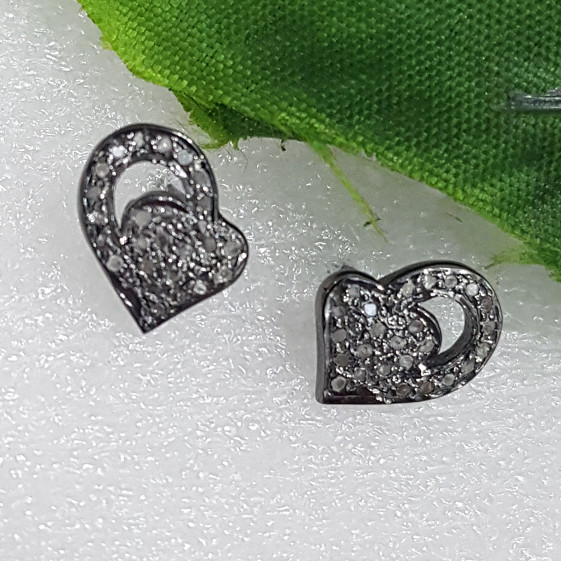 Fancy Designer Pave Diamond Heart Stud