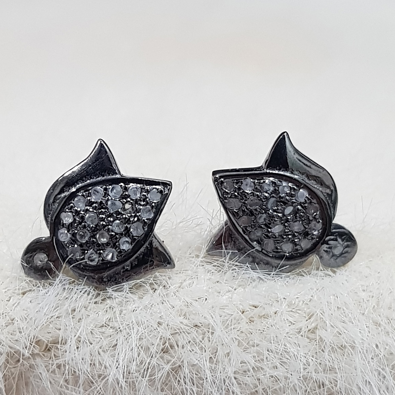 Lovely Lotus Flower Style Pave Diamond Earrings/Stud