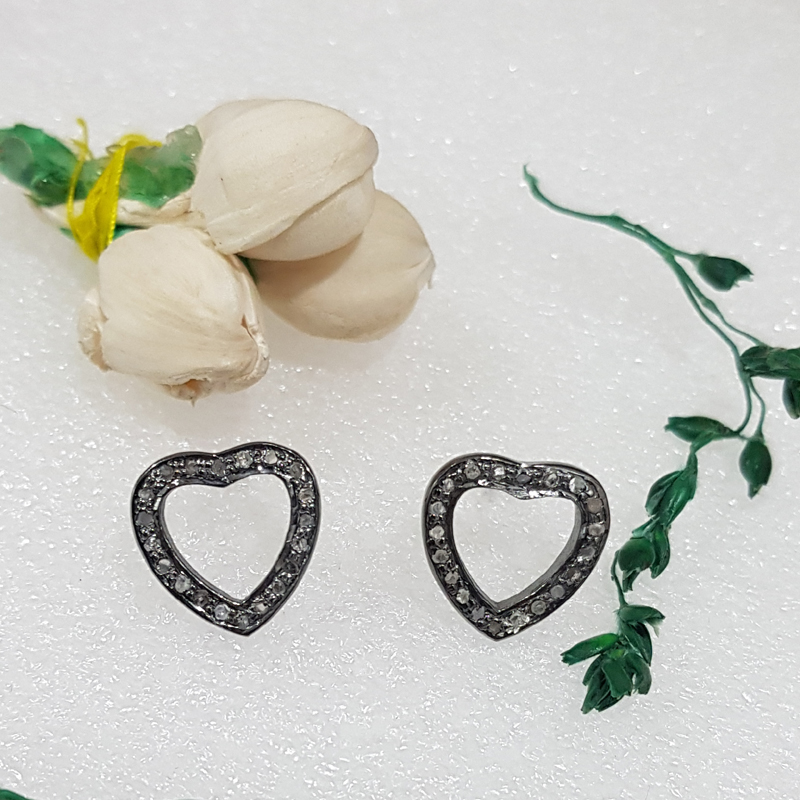 Open Heart Designer Pave Diamond Beautiful Stud Earrings