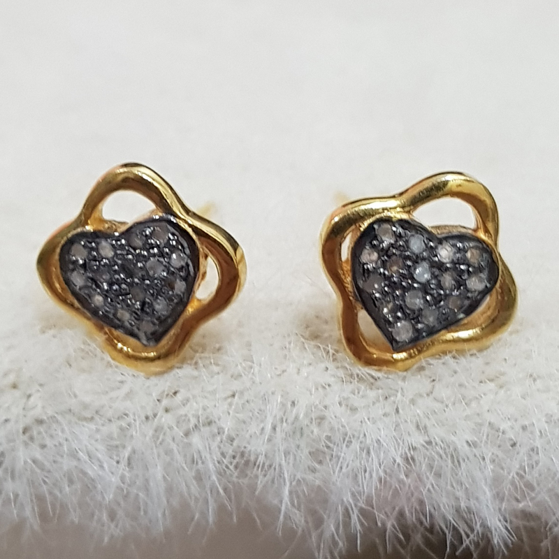 Fancy Heart Designer Pave Diamond Earrings