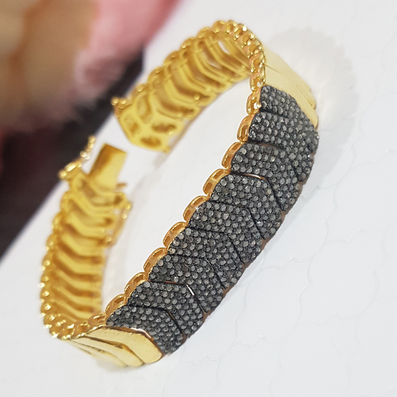 Gorgeous Looking Fancy Designer Pave Diamond Yellow And Black Bracelet