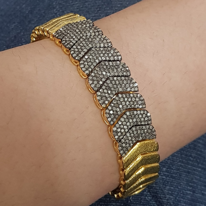 Gorgeous Looking Fancy Designer Pave Diamond Yellow And Black Bracelet