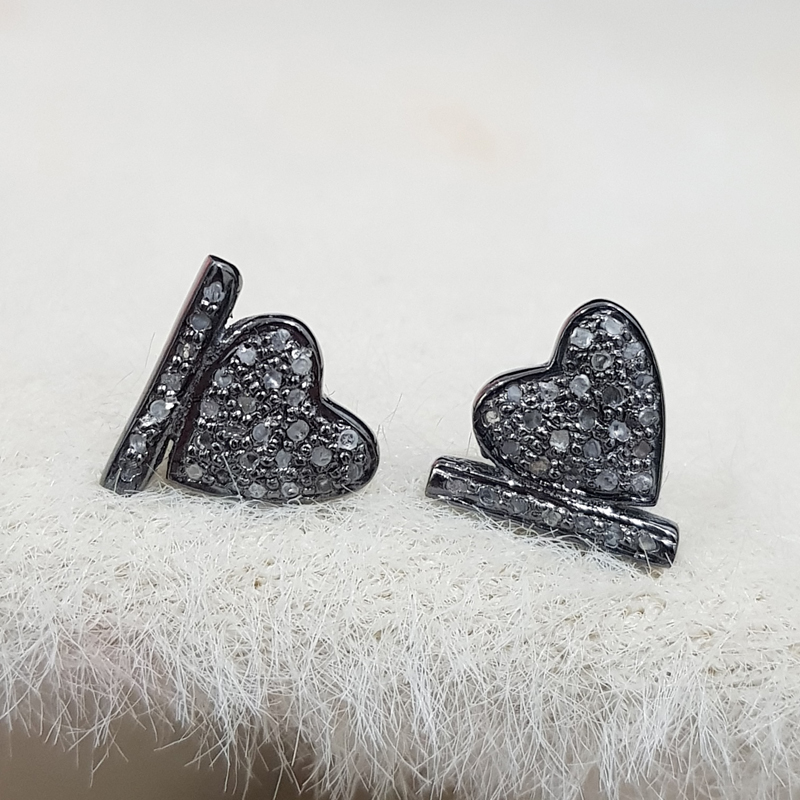 Pave Diamond Small Shiny Heart Stud