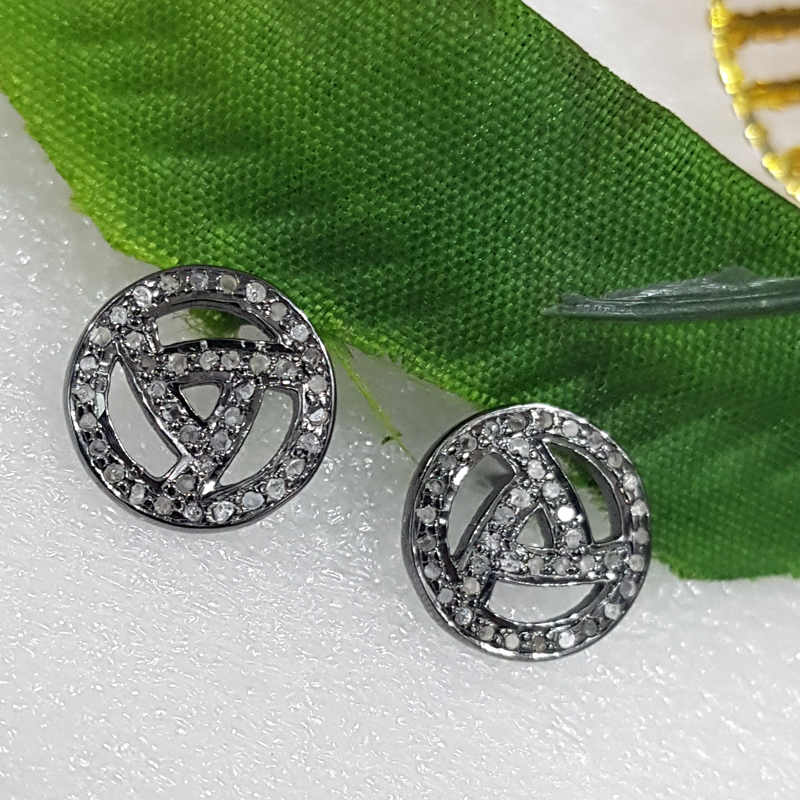 Pave Diamond Fancy Designer Round Stud