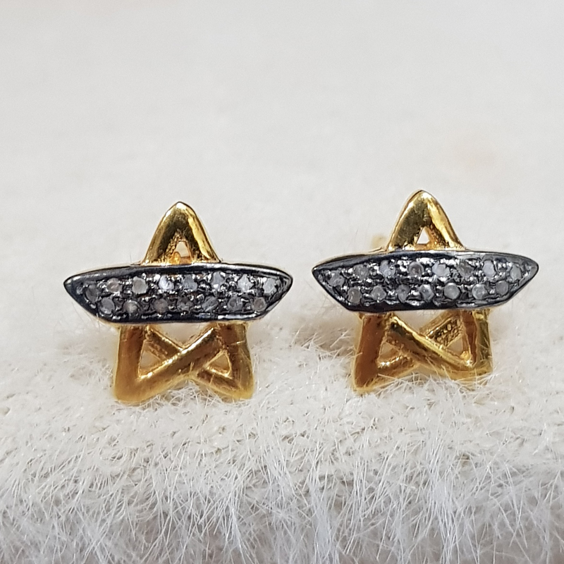 Star Designer Pave Diamond Handmade Style Stud Earrings