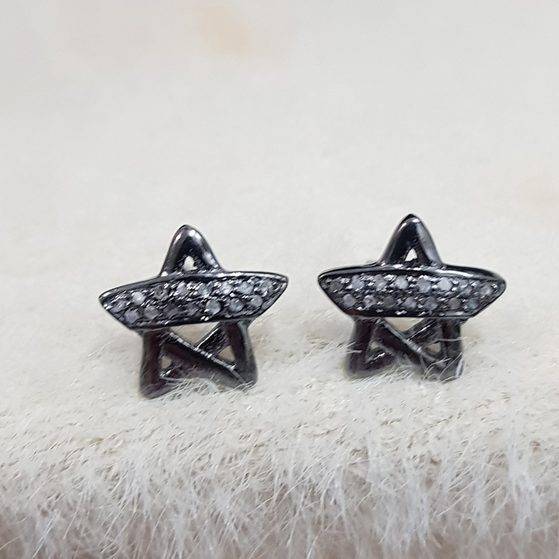 Star Designer Pave Diamond Handmade Style Stud Earrings