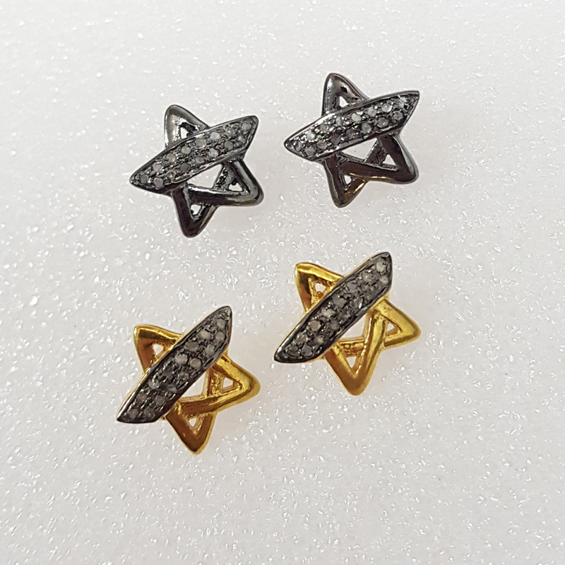 Star Designer Pave Diamond Handmade Style Stud Earrings