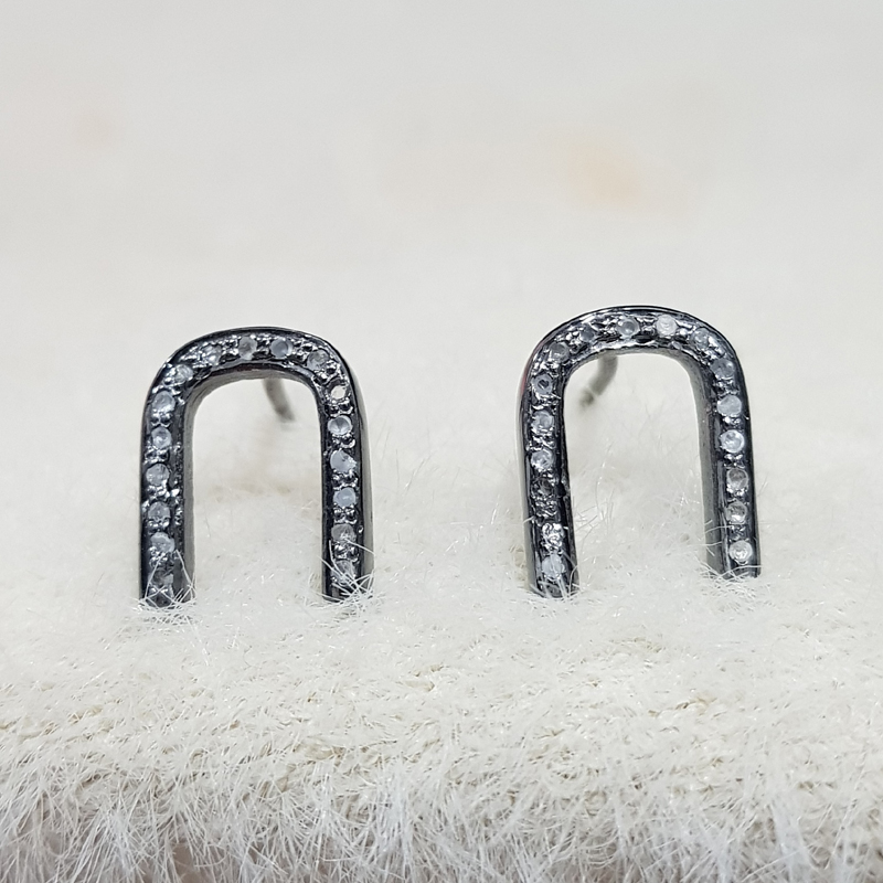 U Shaped Pave Diamond Small Fancy designer Stud Earrings