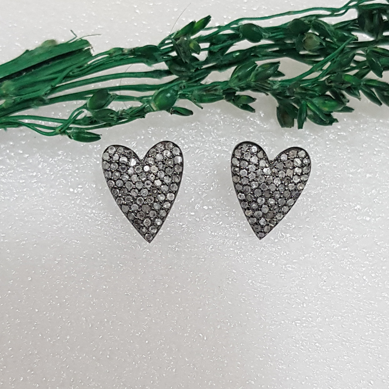 Fully Pave Diamond Handmade Designer Fancy Heart Earrings