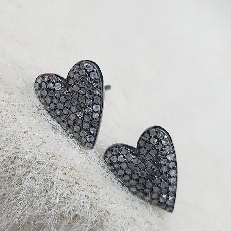 Fully Pave Diamond Handmade Designer Fancy Heart Earrings