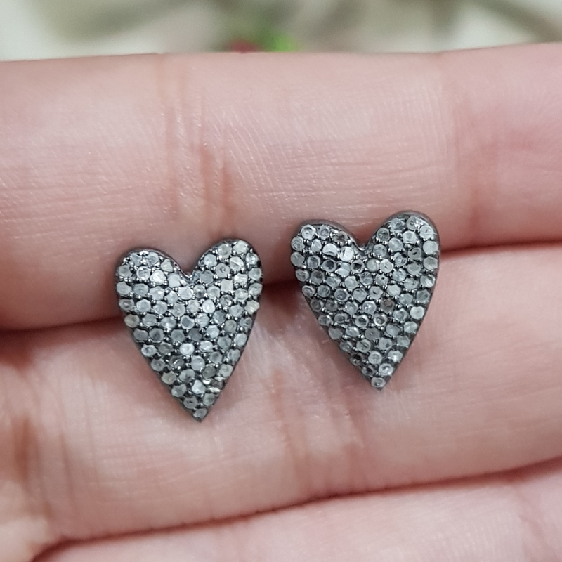 Fully Pave Diamond Handmade Designer Fancy Heart Earrings