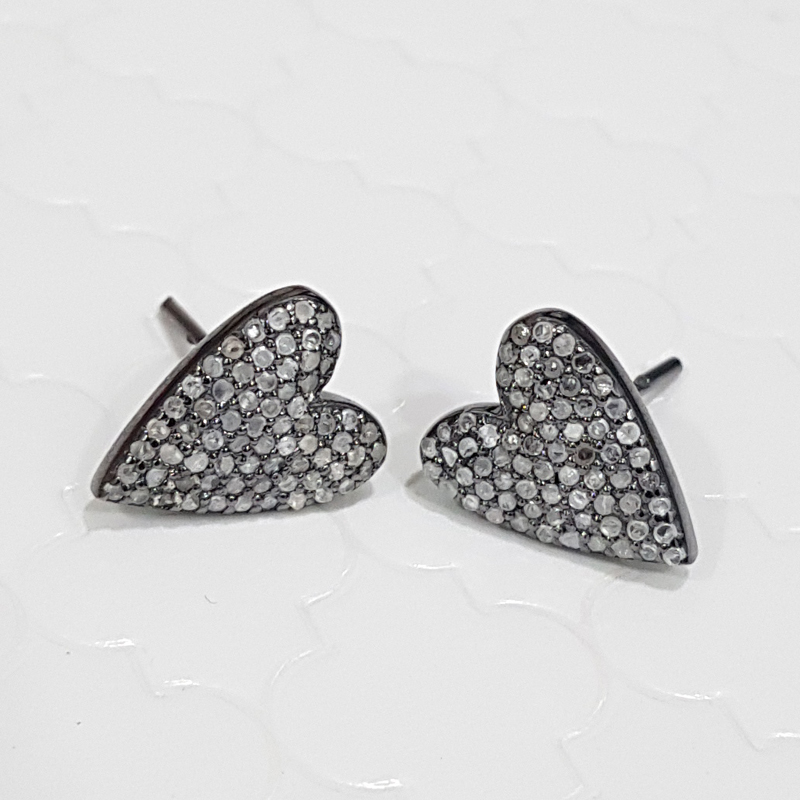 Fully Pave Diamond Handmade Designer Fancy Heart Earrings