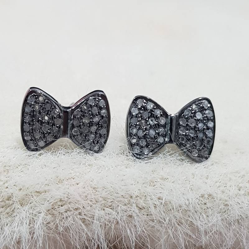 Gorgeous Pave Diamond Butterfly Stud Earrings