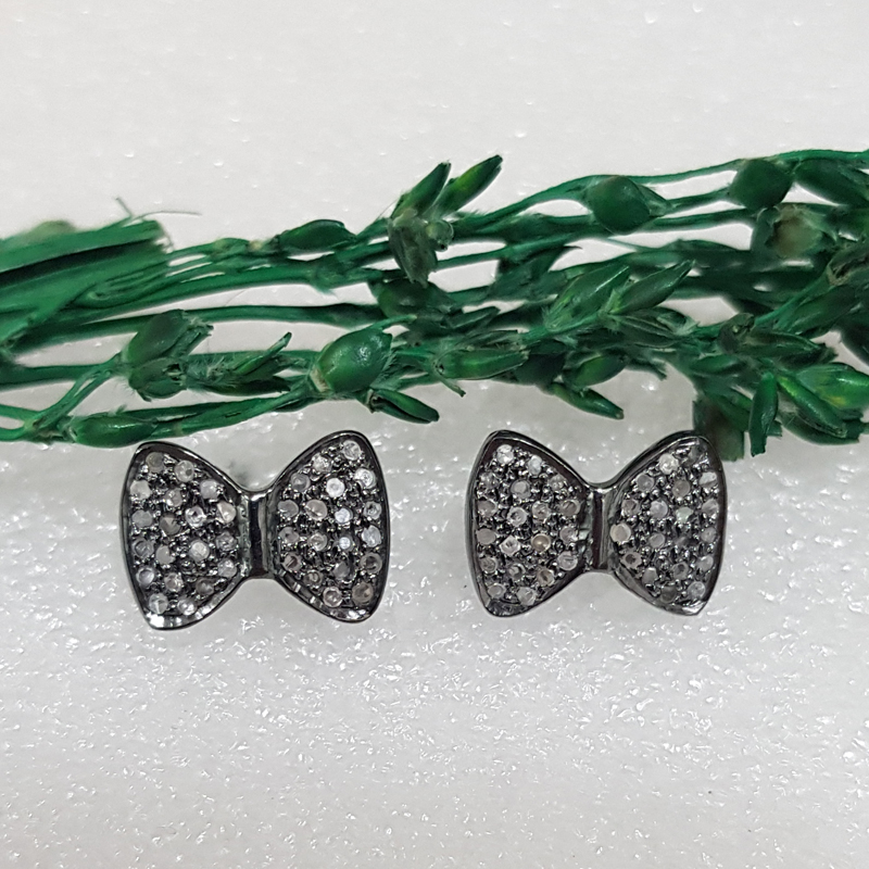 Gorgeous Pave Diamond Butterfly Stud Earrings