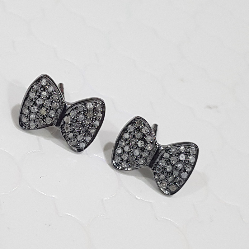 Gorgeous Pave Diamond Butterfly Stud Earrings