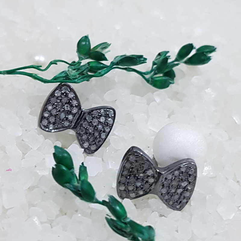 Gorgeous Pave Diamond Butterfly Stud Earrings