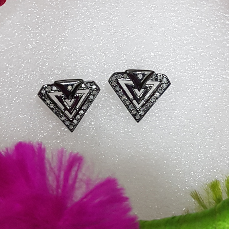 Unique Designer Handmade Style Pave Diamond Stud/Earrings