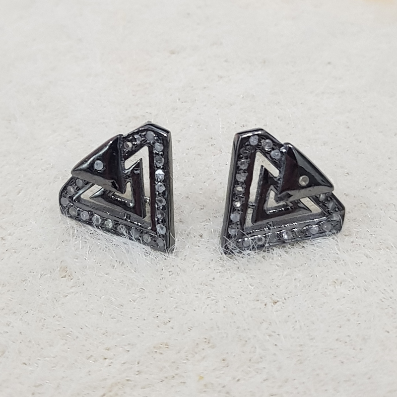 Unique Designer Handmade Style Pave Diamond Stud/Earrings