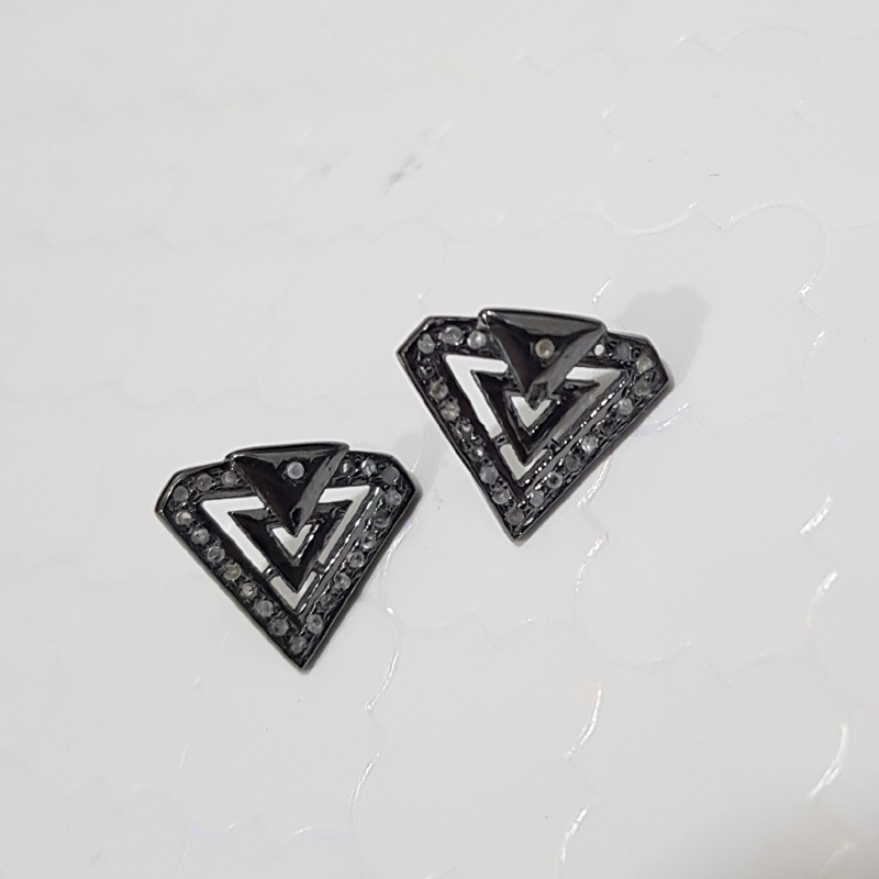 Unique Designer Handmade Style Pave Diamond Stud/Earrings