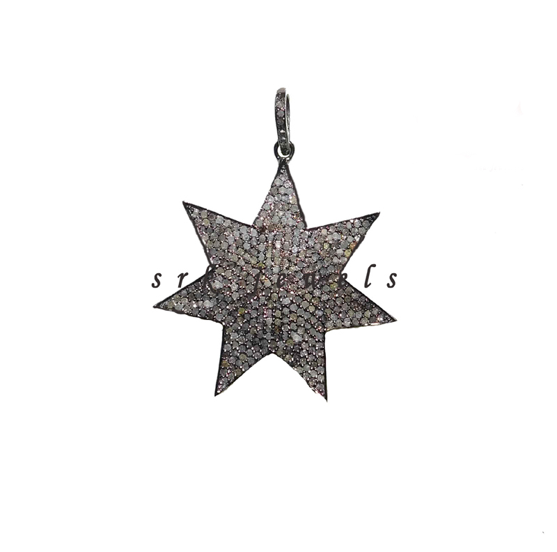 Handmade 925 Sterling Silver Diamond Star Pendent