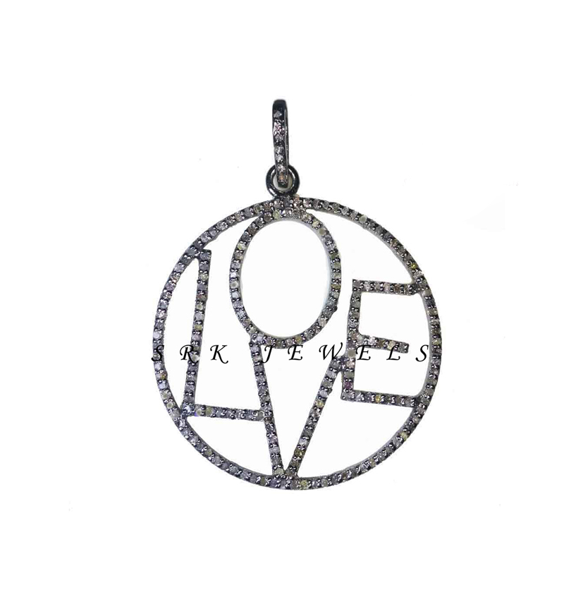 Pave Diamond Handmade Designer Love Style Round Pendent