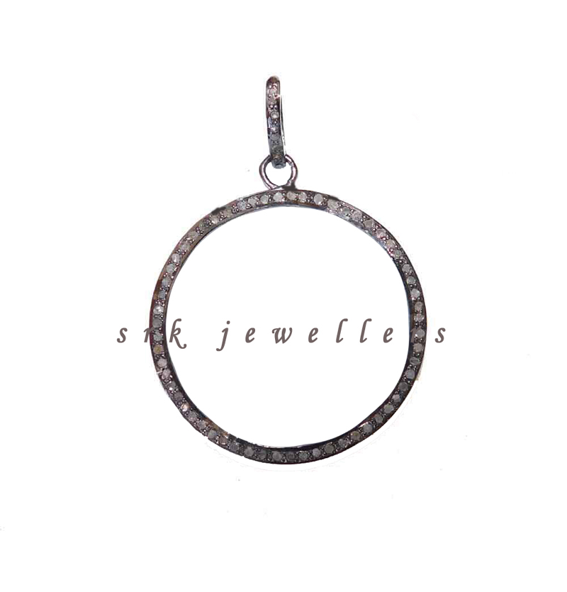 Pave Diamond Fancy Handmade Designer Round Pendent