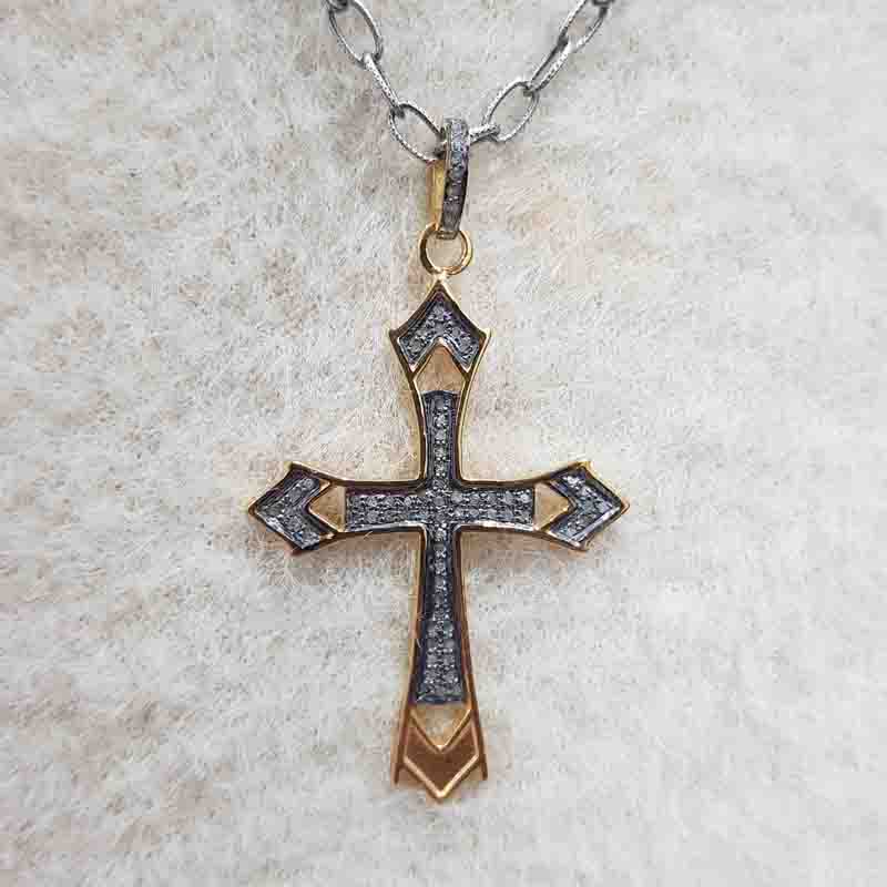 Cross Designer 925 Sterling Silver Pave Diamond Pendent