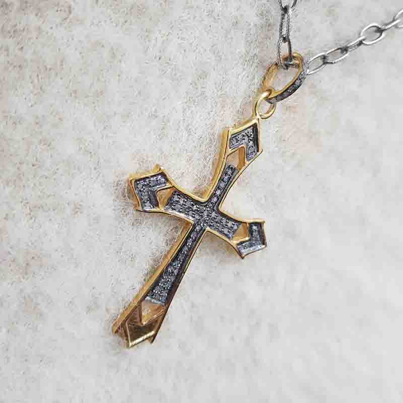 Cross Designer 925 Sterling Silver Pave Diamond Pendent