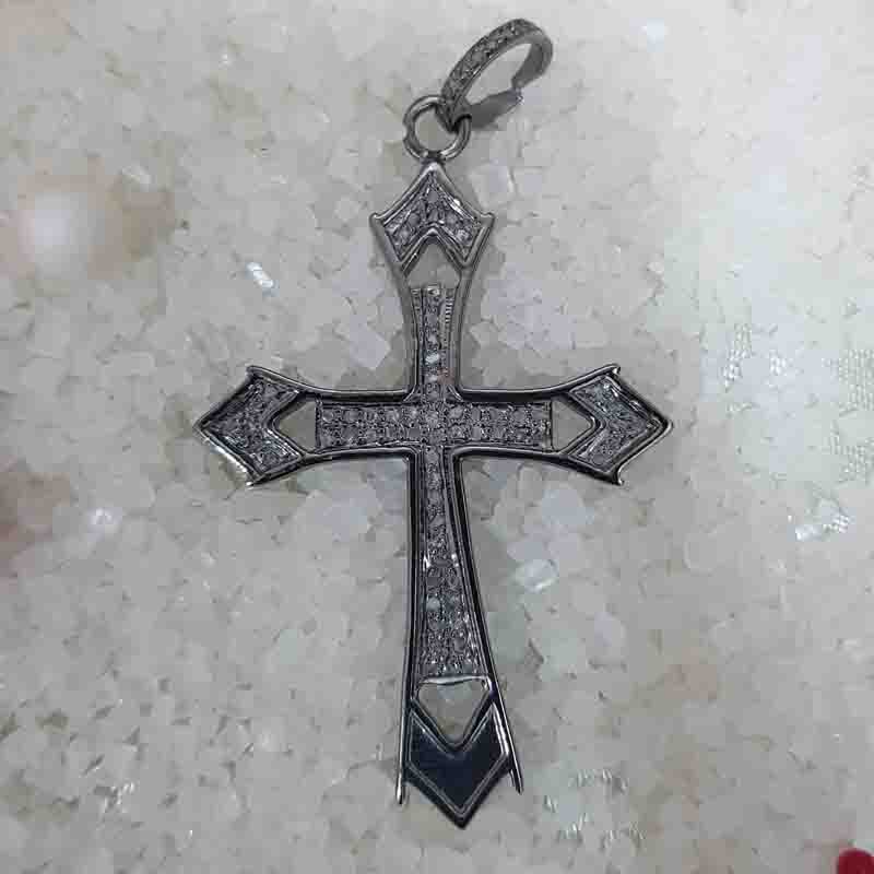 Cross Designer 925 Sterling Silver Pave Diamond Pendent