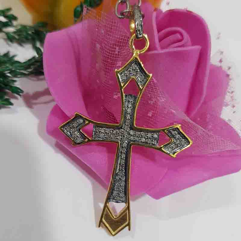 Cross Designer 925 Sterling Silver Pave Diamond Pendent