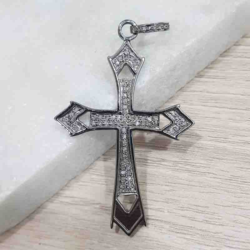 Cross Designer 925 Sterling Silver Pave Diamond Pendent