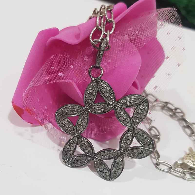 Beautifully Designed Pave Diamond Flower Pendent