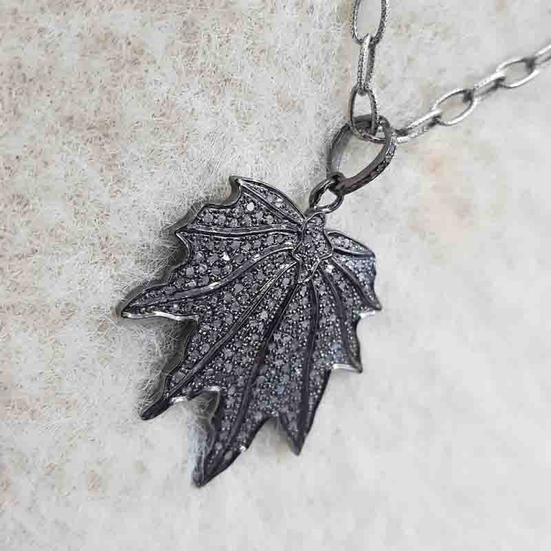 Stunning Leaf Pendent With Fully Pave Diamond Pendent